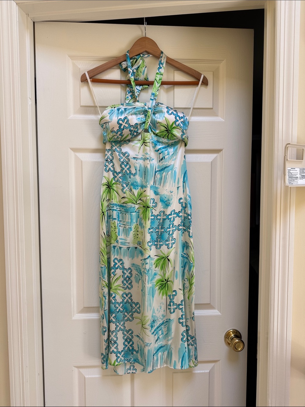 Lilly Pulitzer Vintage Silk, lined and boned Halter Dress